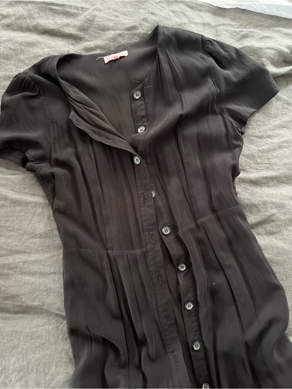 bohme Black Button-Front Short Sleeve Shirt Dress - Picture 5 of 8